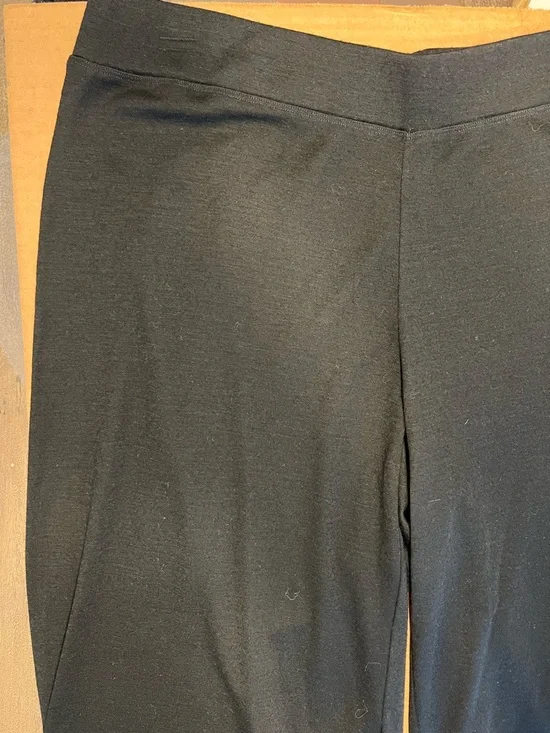 Eileen Fisher Pants Pull On Wool Black Wide Leg Size Large - Picture 2 of 10
